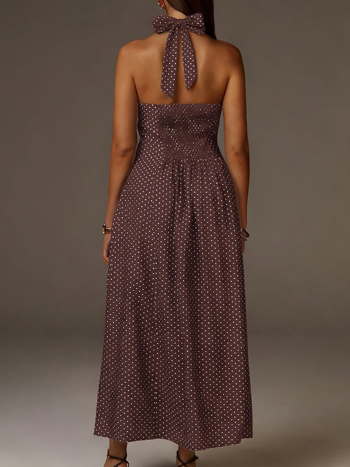 Women's Polka Dot Maxi Dress | Elegant Halter Neck Summer Dress for Casual and Formal Occasions 3