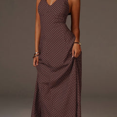 Women's Polka Dot Maxi Dress | Elegant Halter Neck Summer Dress for Casual and Formal Occasions 4