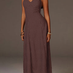 Women's Polka Dot Maxi Dress | Elegant Halter Neck Summer Dress for Casual and Formal Occasions 6