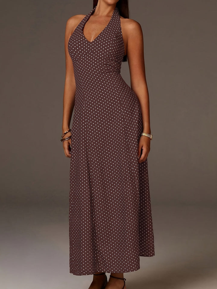 Women's Polka Dot Maxi Dress | Elegant Halter Neck Summer Dress for Casual and Formal Occasions 6