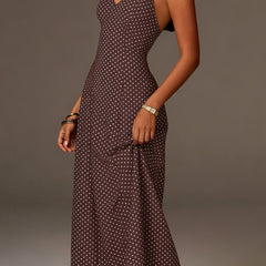 Women's Polka Dot Maxi Dress | Elegant Halter Neck Summer Dress for Casual and Formal Occasions 7