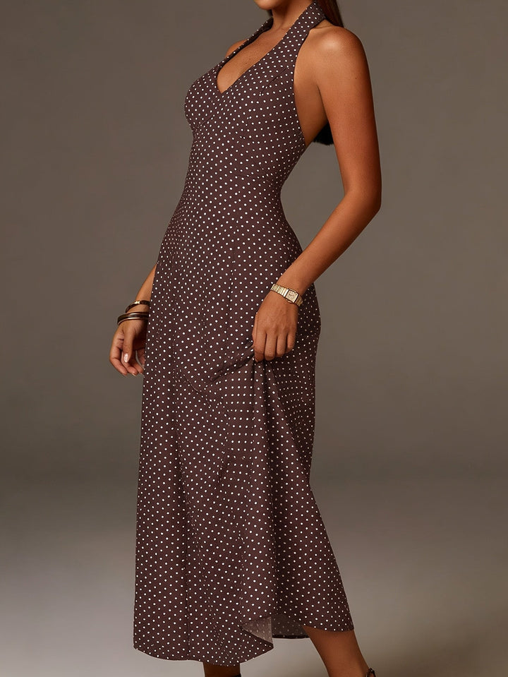 Women's Polka Dot Maxi Dress | Elegant Halter Neck Summer Dress for Casual and Formal Occasions 7