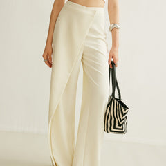 Women's Premium Asymmetrical Wrap Wide Leg Pants | Elegant High-Waisted Trousers 0