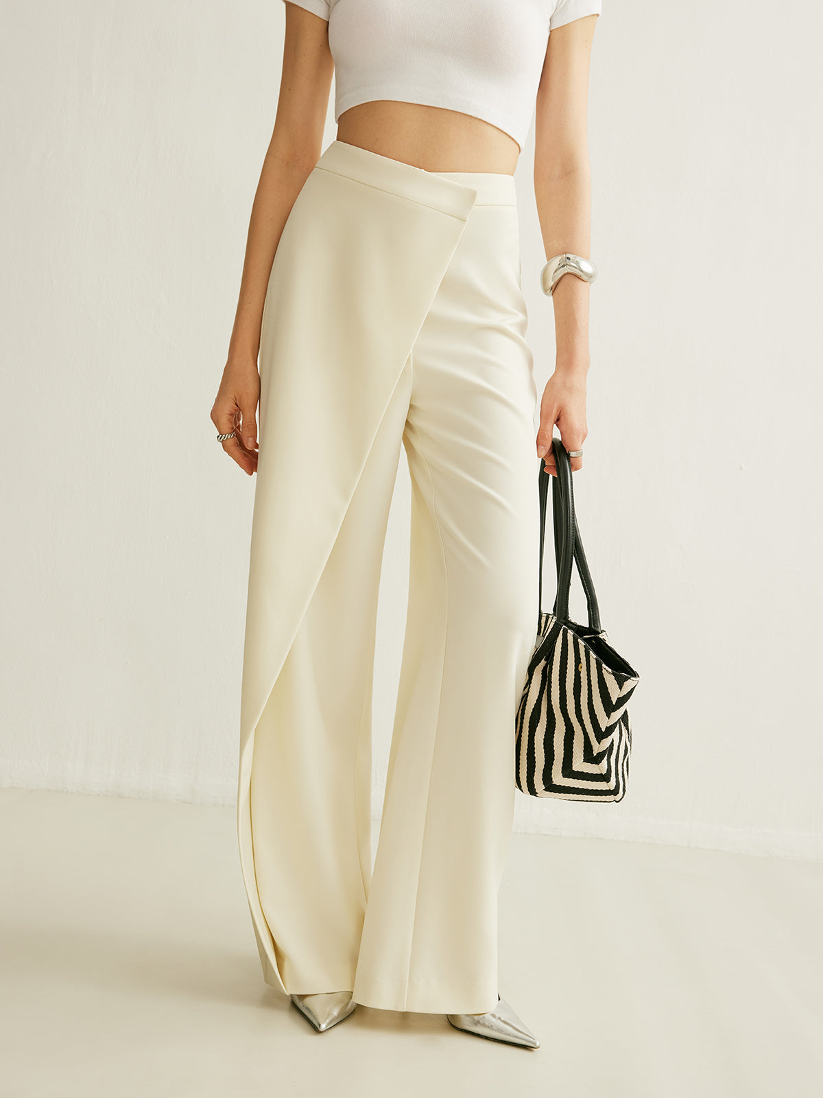 Women's Premium Asymmetrical Wrap Wide Leg Pants | Elegant High-Waisted Trousers 0