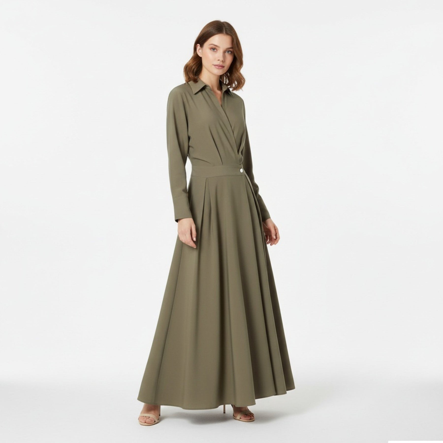 Women's Premium Cotton-Blend Shirt Dress | Elegant Short Sleeve Spring Dress 3