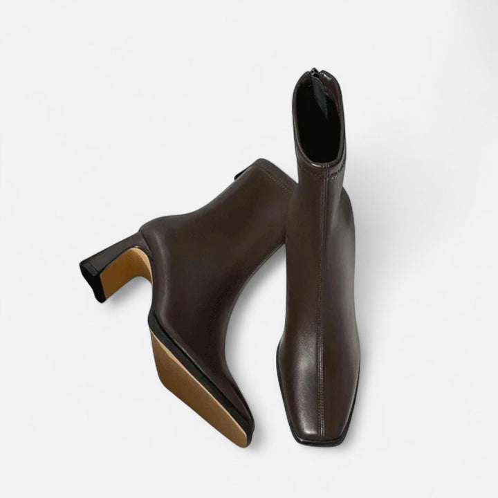Women's Premium Leather Ankle Boots | Elegant Vintage Square-Toe Booties for Women 2