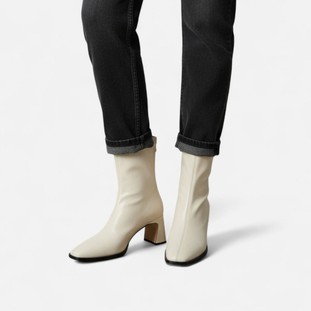 Women's Premium Leather Ankle Boots | Elegant Vintage Square-Toe Booties for Women 5