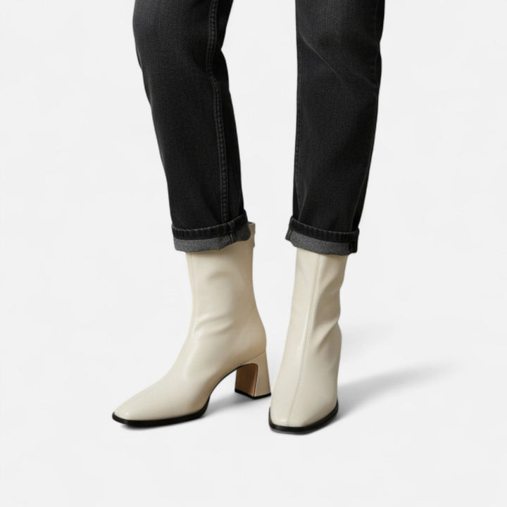 Women's Premium Leather Ankle Boots | Elegant Vintage Square-Toe Booties for Women 5