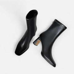 Women's Premium Leather Ankle Boots | Elegant Vintage Square-Toe Booties for Women 7