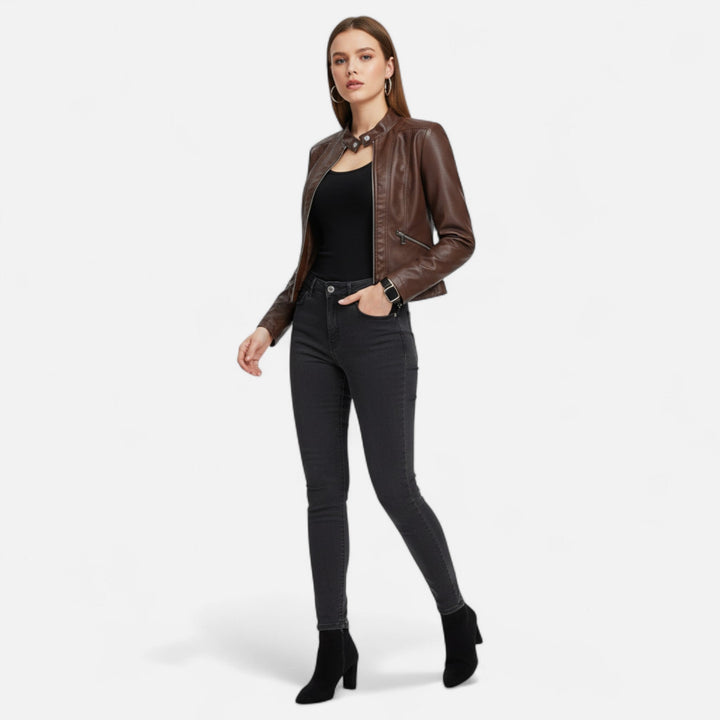 Women's Premium Vegan Leather Jacket | Elegant Classic Outerwear for All Seasons 1