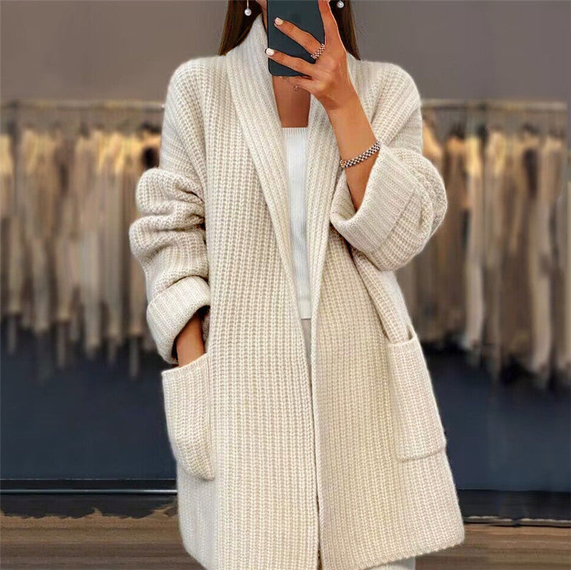 Women's Premium Wool Cardigan | Cozy Oversized Open-Front Sweater 0