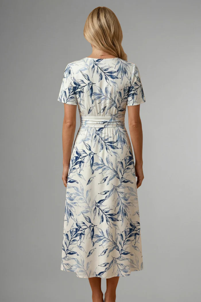 Women's Printed Midi Dress | Elegant Flutter Sleeve Summer Dress 1