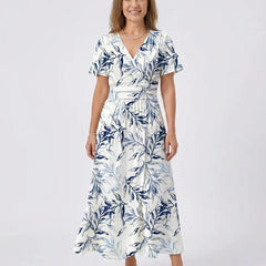 Women's Printed Midi Dress | Elegant Flutter Sleeve Summer Dress 2