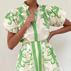 Women's Printed Mini Dress | Elegant Puff Sleeve Summer Dress with Flattering Silhouette 1