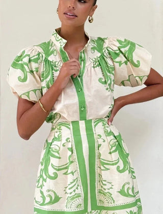 Women's Printed Mini Dress | Elegant Puff Sleeve Summer Dress with Flattering Silhouette 1