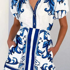 Women's Printed Mini Dress | Elegant Puff Sleeve Summer Dress with Flattering Silhouette 2