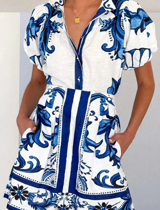 Women's Printed Mini Dress | Elegant Puff Sleeve Summer Dress with Flattering Silhouette 2