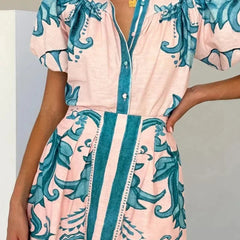 Women's Printed Mini Dress | Elegant Puff Sleeve Summer Dress with Flattering Silhouette 3