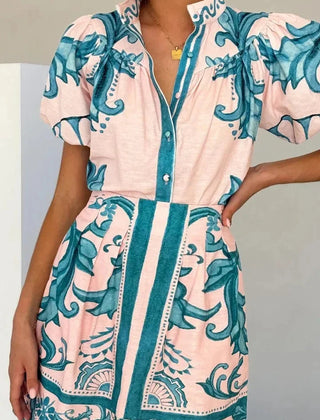 Women's Printed Mini Dress | Elegant Puff Sleeve Summer Dress with Flattering Silhouette 3