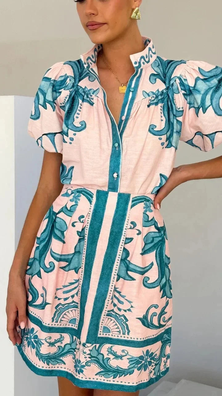 Women's Printed Mini Dress | Elegant Puff Sleeve Summer Dress with Flattering Silhouette 3