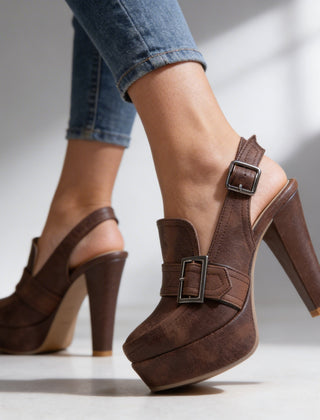 Women's Retro-Inspired Platform Block Heel Slingbacks | Chic Stylish Summer Footwear 0