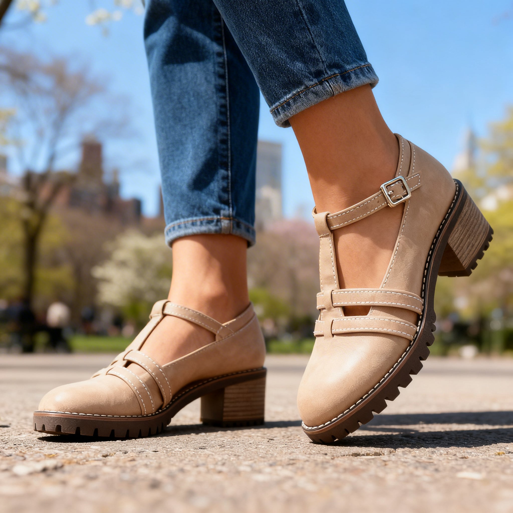 Women's Retro T-Strap Block Heel Loafers | Stylish Comfortable Footwear 2