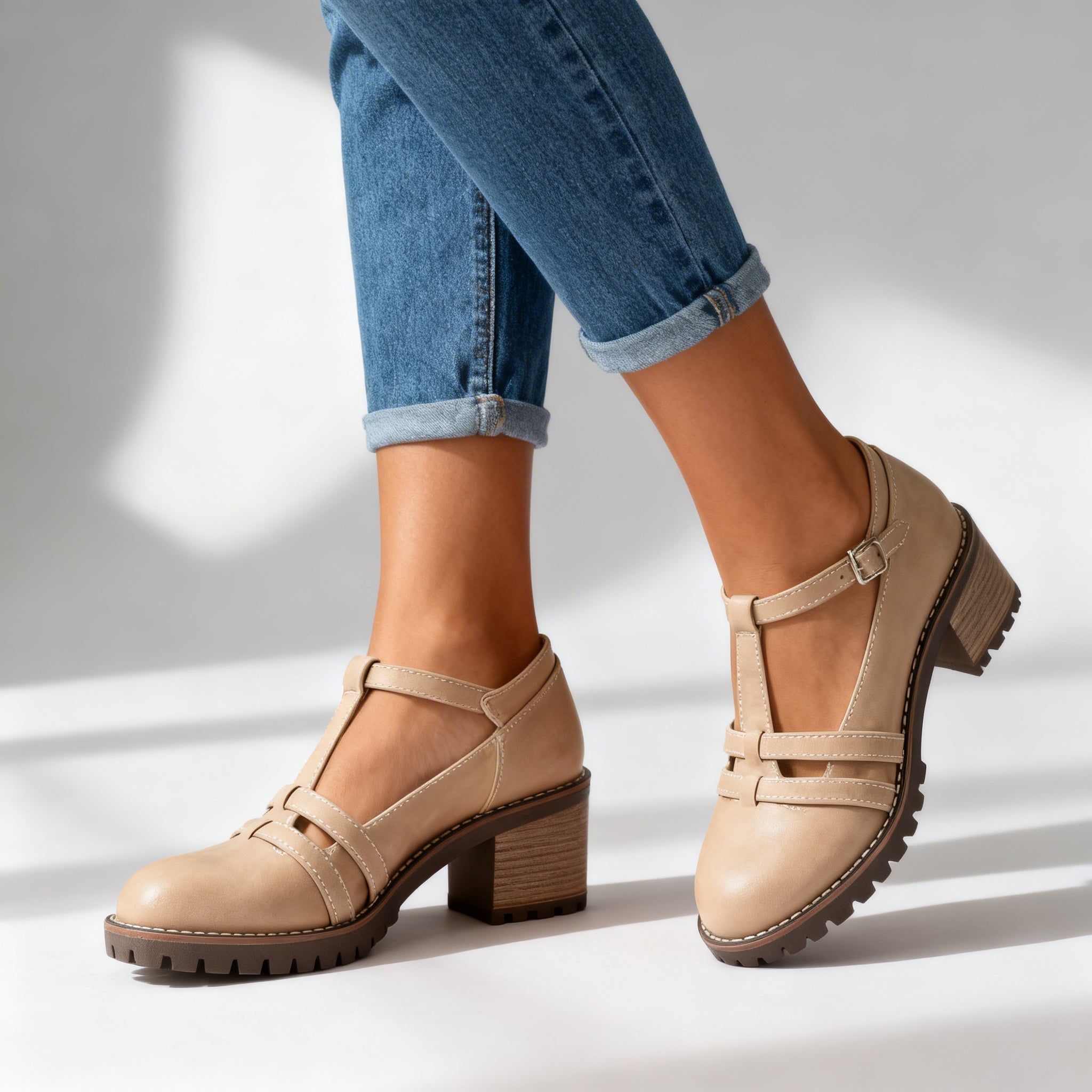 Women's Retro T-Strap Block Heel Loafers | Stylish Comfortable Footwear 4