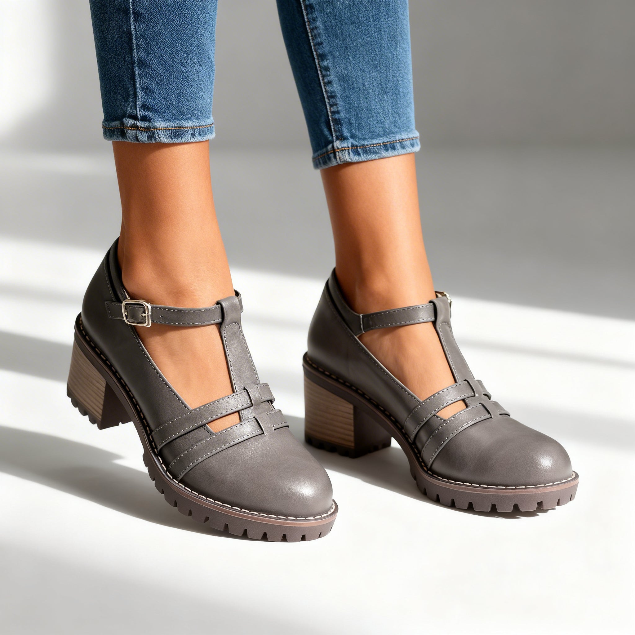 Women's Retro T-Strap Block Heel Loafers | Stylish Comfortable Footwear 5