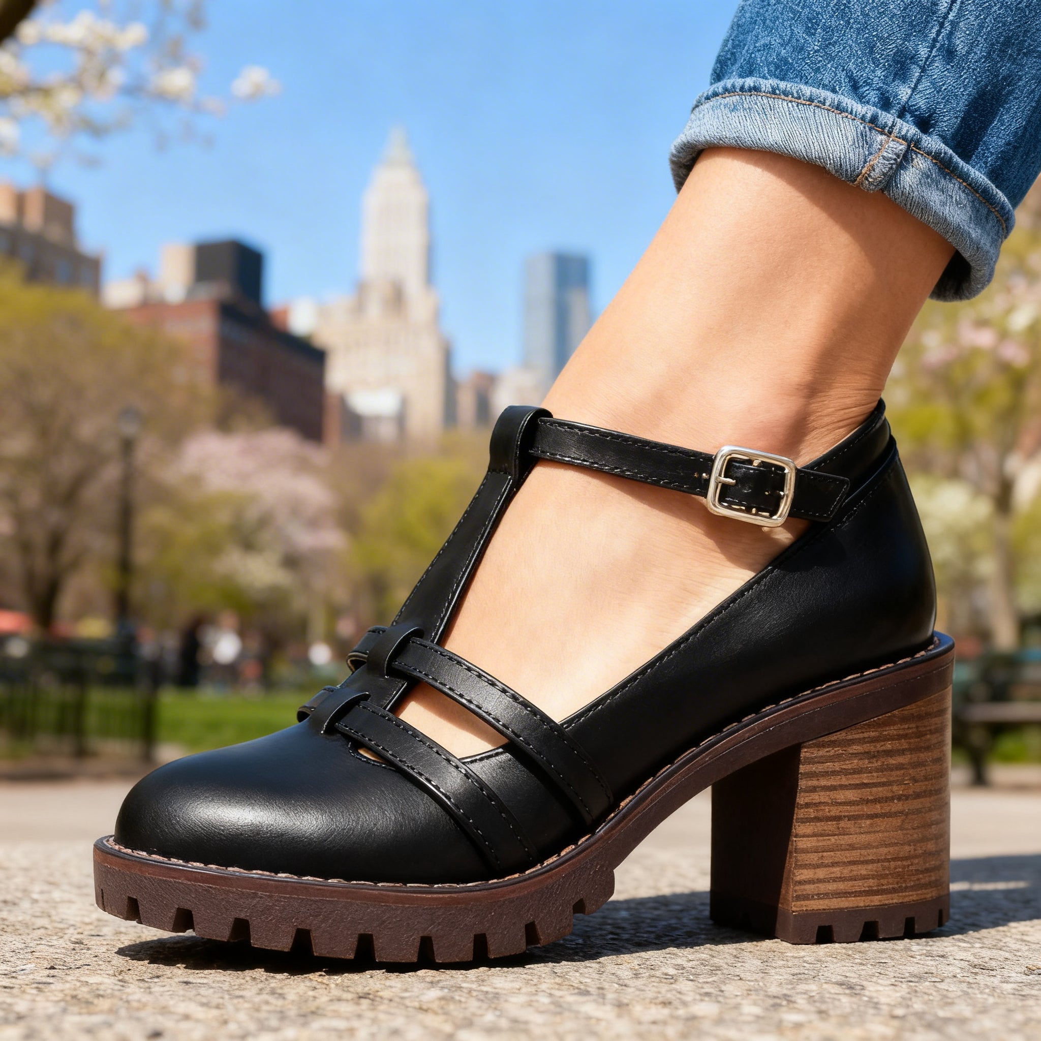 Women's Retro T-Strap Block Heel Loafers | Stylish Comfortable Footwear 6