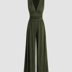 Women's Ribbed Fabric Jumpsuit | Elegant Sleeveless Wide-Leg Design 2