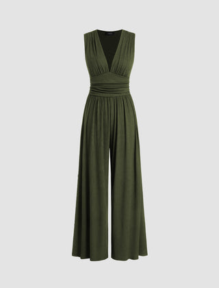 Women's Ribbed Fabric Jumpsuit | Elegant Sleeveless Wide-Leg Design 2