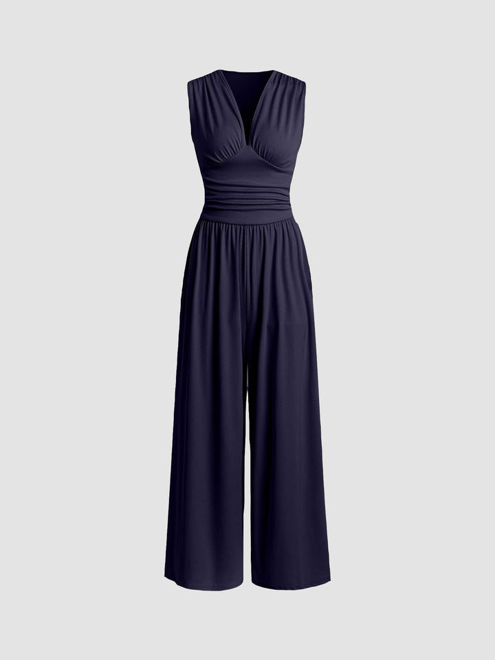 Women's Ribbed Fabric Jumpsuit | Elegant Sleeveless Wide-Leg Design 4