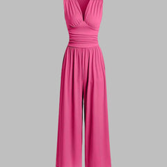 Women's Ribbed Fabric Jumpsuit | Elegant Sleeveless Wide-Leg Design 5