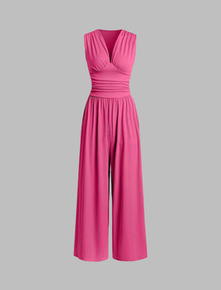 Women's Ribbed Fabric Jumpsuit | Elegant Sleeveless Wide-Leg Design 5