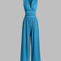 Women's Ribbed Fabric Jumpsuit | Elegant Sleeveless Wide-Leg Design 6