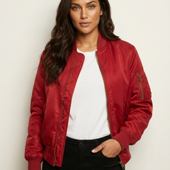 Women's Satin Bomber Jacket | Sporty Elegant Outerwear | Luxurious Stylish Fit 0