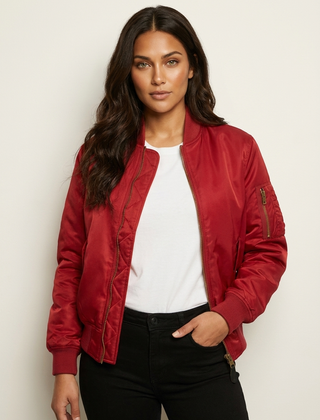 Women's Satin Bomber Jacket | Sporty Elegant Outerwear | Luxurious Stylish Fit 0