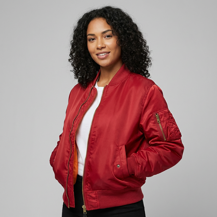 Women's Satin Bomber Jacket | Sporty Elegant Outerwear | Luxurious Stylish Fit 1