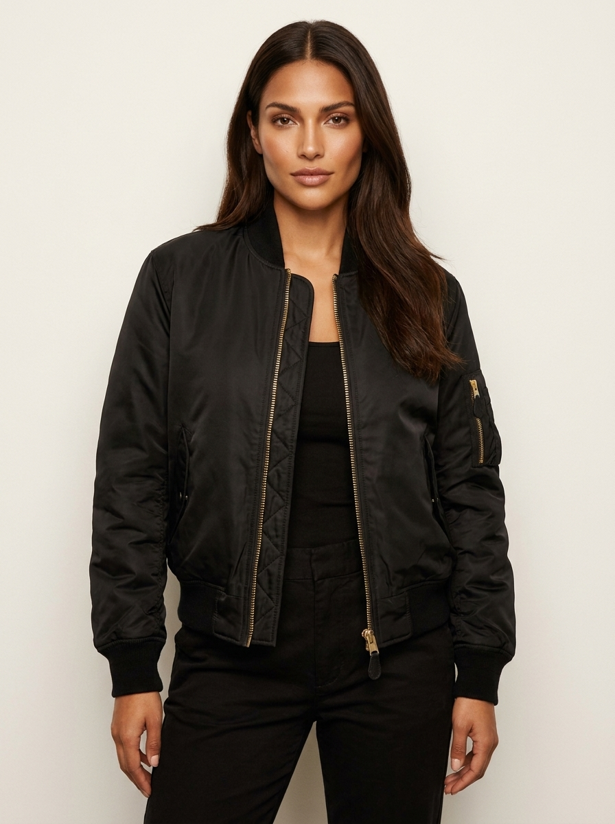 Women's Satin Bomber Jacket | Sporty Elegant Outerwear | Luxurious Stylish Fit 3
