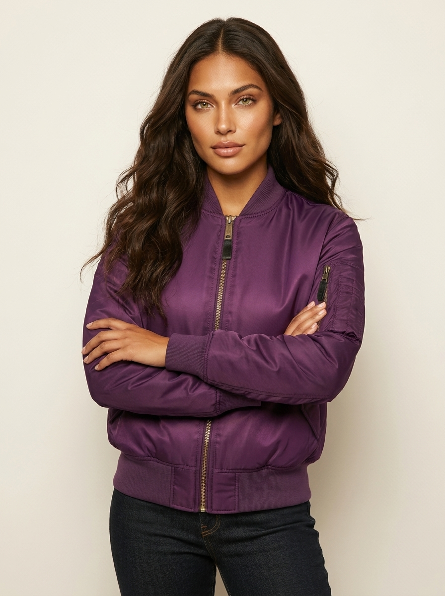 Women's Satin Bomber Jacket | Sporty Elegant Outerwear | Luxurious Stylish Fit 7
