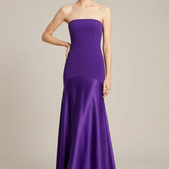 Women's Satin Maxi Dress | Elegant Strapless Formal Gown for Evening Events 0