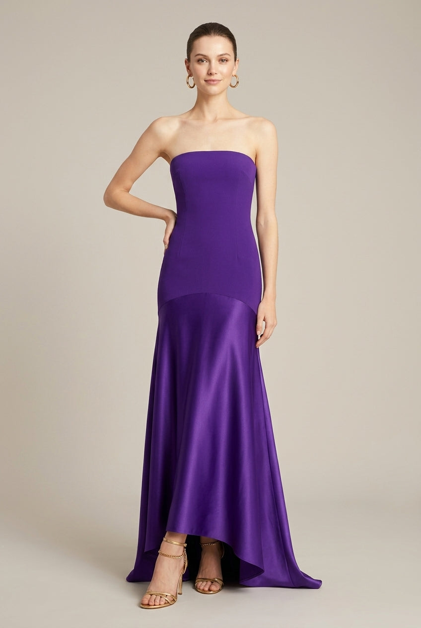 Women's Satin Maxi Dress | Elegant Strapless Formal Gown for Evening Events 0