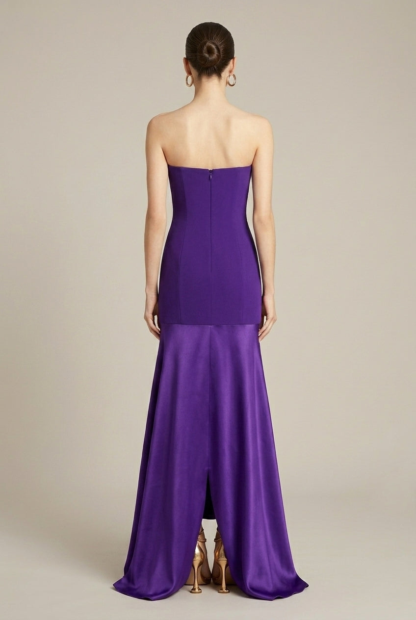 Women's Satin Maxi Dress | Elegant Strapless Formal Gown for Evening Events 1
