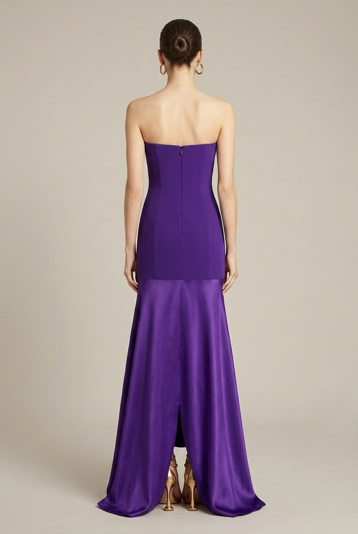 Women's Satin Maxi Dress | Elegant Strapless Formal Gown for Evening Events 1