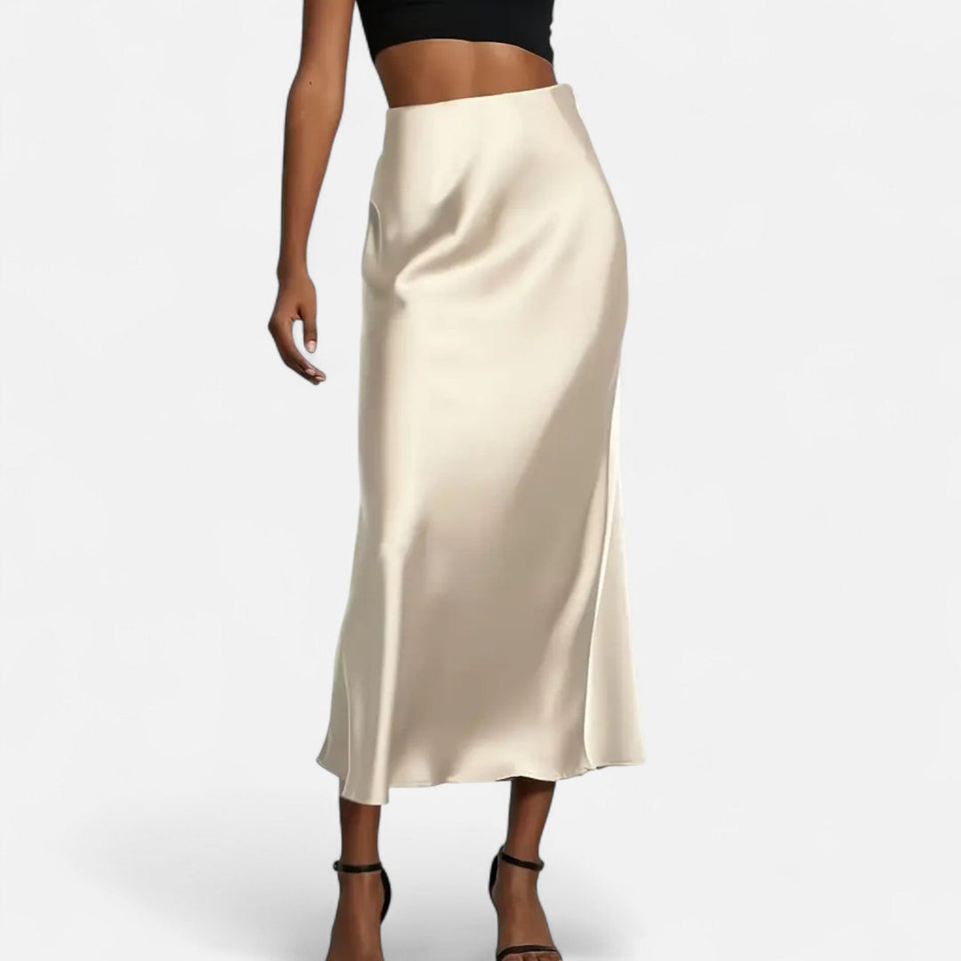 Women's Satin Midi Skirt | Elegant High-Waist Timeless Design 0
