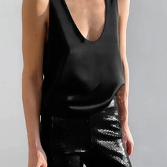 Women's Satin Tank Top | Elegant Deep V-Neck Sleeveless Camisole 1