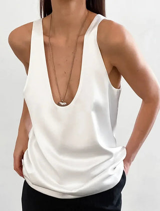 Women's Satin Tank Top | Elegant Deep V-Neck Sleeveless Camisole 2