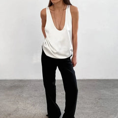 Women's Satin Tank Top | Elegant Deep V-Neck Sleeveless Camisole 4