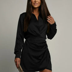Women's Satin Wrap Dress | Elegant Body-Skimming Cocktail Gown 4