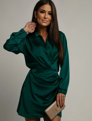 Women's Satin Wrap Dress | Elegant Body-Skimming Cocktail Gown 6